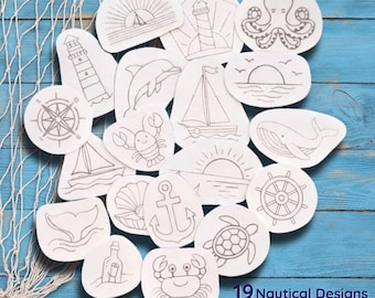 Nautical Stick and Stitch for Hand Embroidery - 19 Pieces - DIY Hoop Art