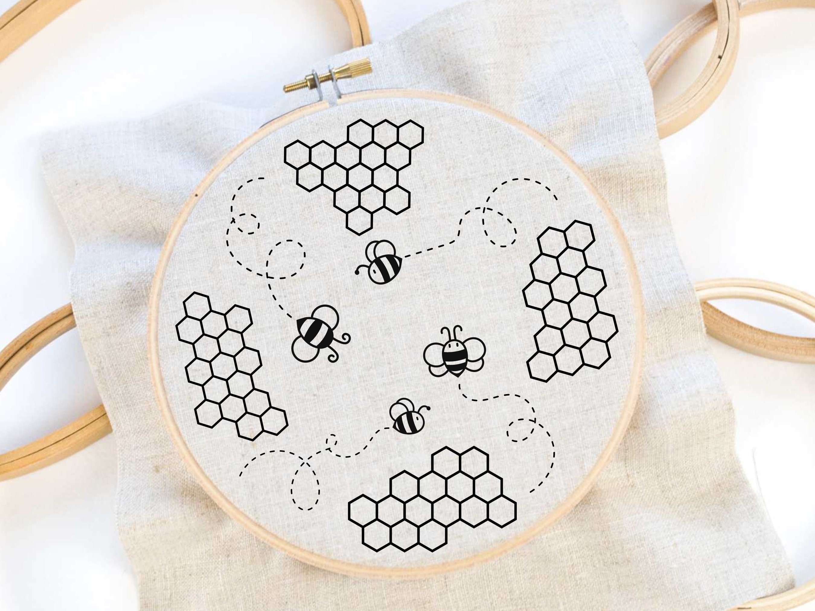 Honey Bee Embroidery Pattern Honeycomb Cross Stitch Design Beginner ...
