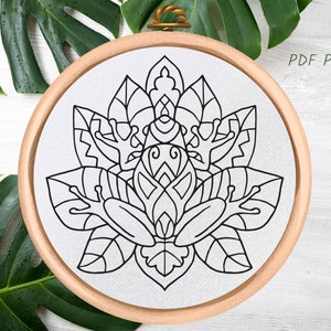 Hand Embroidery PDF Pattern, Digital Download, Frog Design