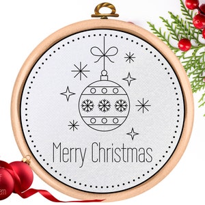 Modello PDF - Disegno per ricamo a mano natalizio - Ornamento - Buon Natale