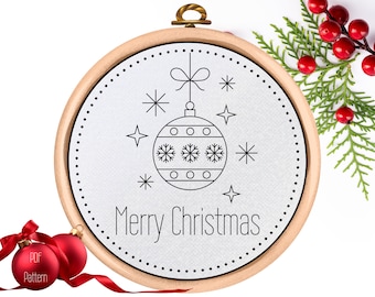 PDF Pattern - Christmas Hand Embroidery Design - Ornament - Merry Christmas