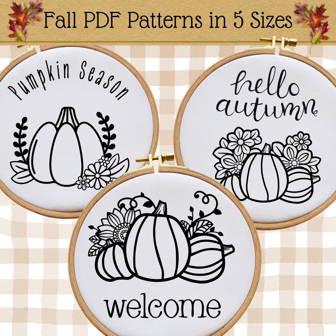 Festive Fall Stitching: Three Pumpkin Themed Hand Embroidery PDF ...