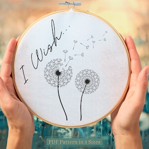 Dandelion Wishes - 5 Sizes Hand Embroidery Pattern - PDF Instant Download