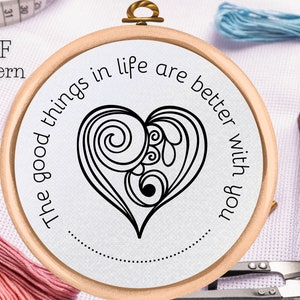 Love Quote Heart Embroidery Pattern (PDF Pattern)
