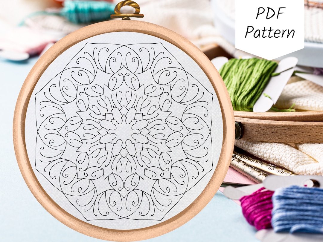 Mandala Hand Embroidery Pattern - PDF Pattern Download - Zen Embroidery ...