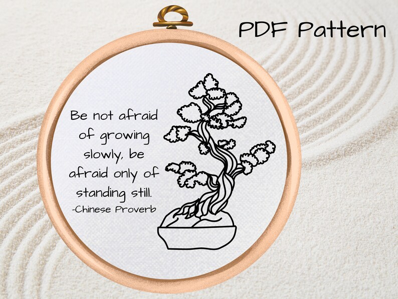 PDF Pattern - Chinese Proverb Hand Embroidery Pattern - Bonsai Tree - Etsy