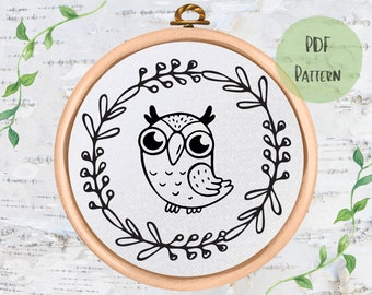 Whimsical Owl Embroidery: Instant PDF Download for Effortless Stitching