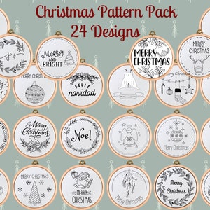 PDF Pattern Bundle - Christmas Hand Embroidery Pattern Pack -  24 Embroidery Designs - Instant Download