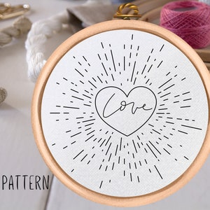 Heart Love Embroidery Pattern: Sun Design (PDF Pattern)