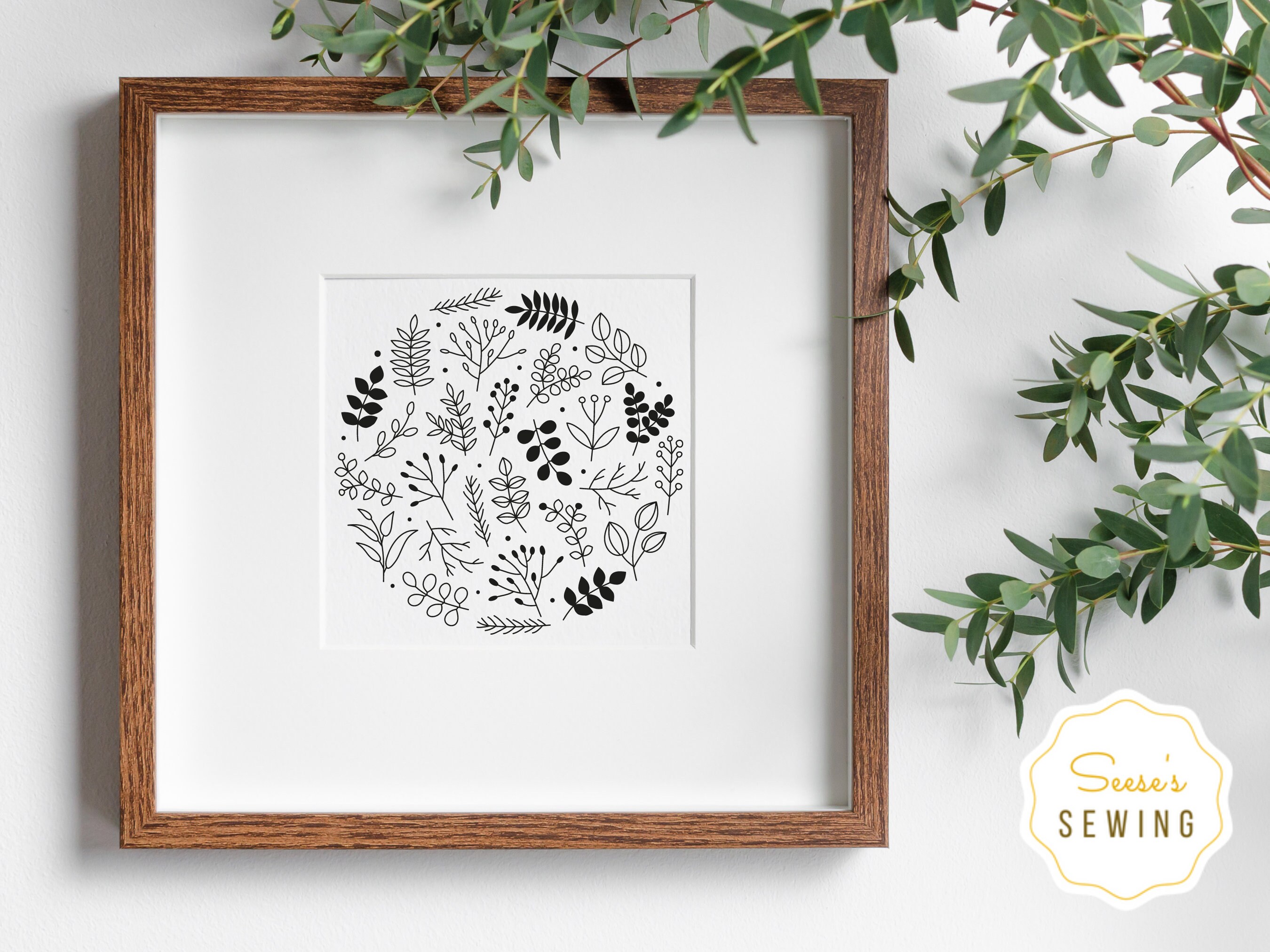 Leaves and Flowers Hand Embroidery Pattern, Floral PDF Pattern Download ...