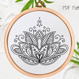 Mandala Embroidery Pattern: Zen Floral Design (PDF Pattern)