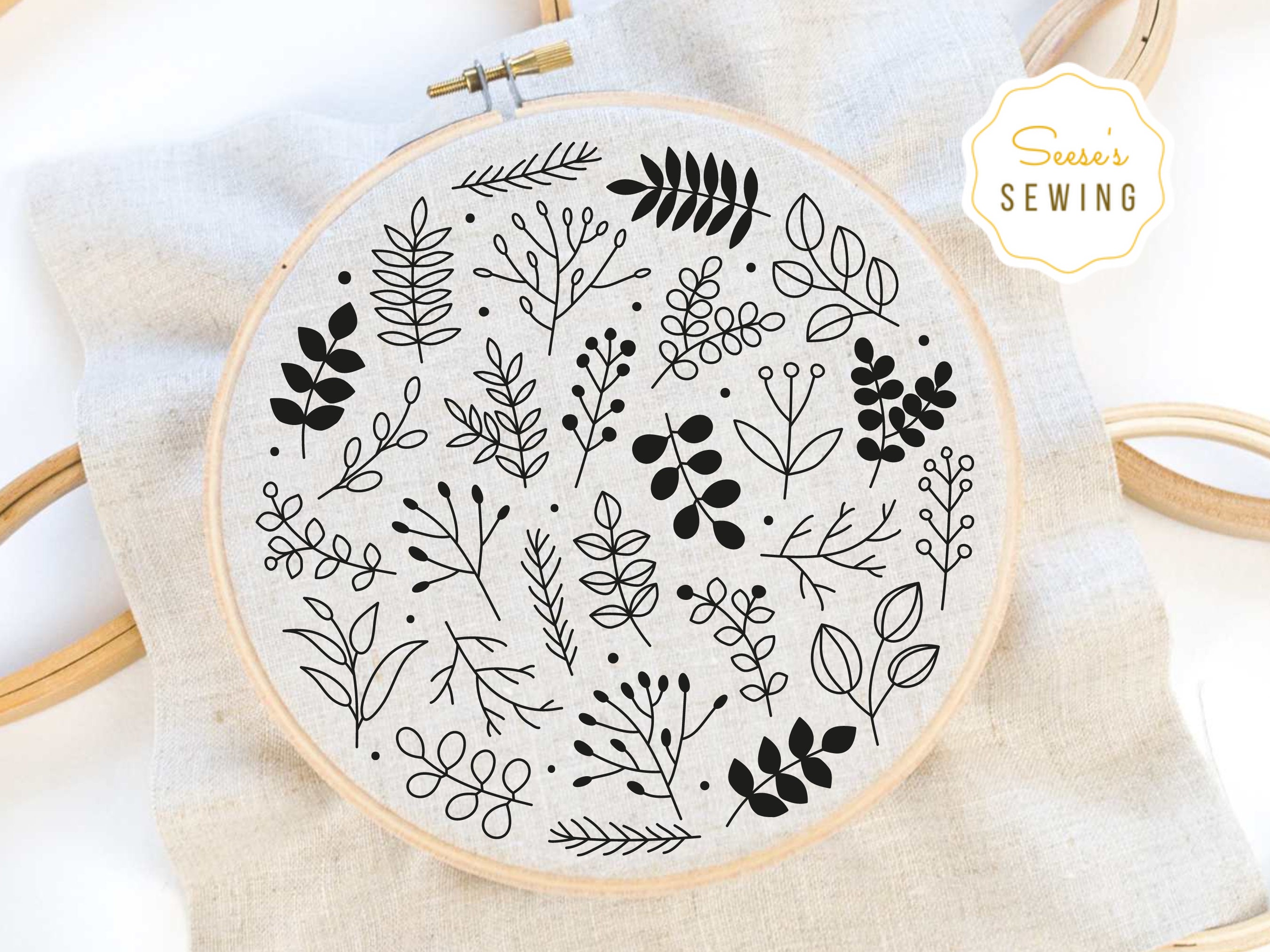 Leaves and Flowers Hand Embroidery Pattern, Floral PDF Pattern Download ...