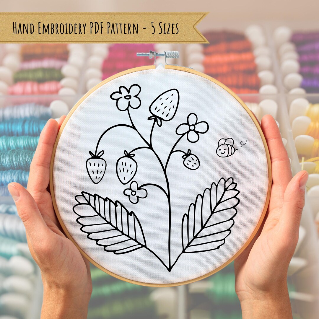Strawberry Hand Embroidery Design - PDF Pattern - Instant Download, 5 ...
