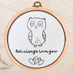 Owl Embroidery Pattern - PDF Pattern - Instant Download - Easy Embroidery - Love Design