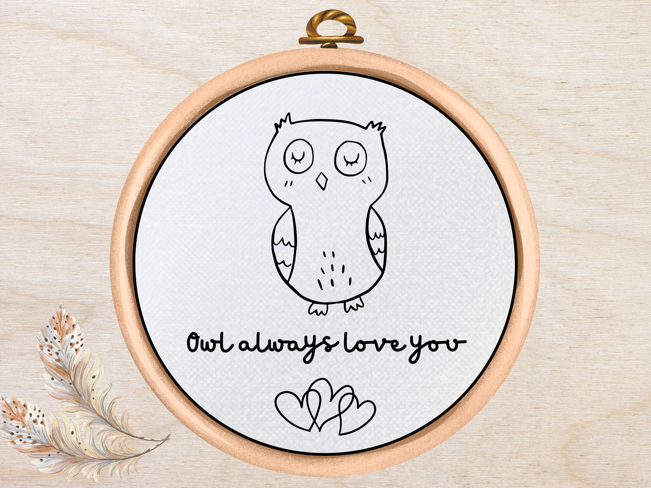 Owl Embroidery Pattern: Beginner DIY Love Design (PDF Pattern)