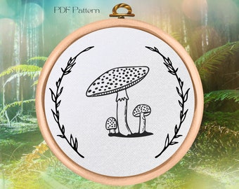 Toadstool Hand Embroidery Pattern - PDF Pattern - Instant Download - Mushroom Design