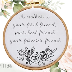 PDF Pattern, Flower Hand Embroidery, Rose Design, Mother&#39;s Day