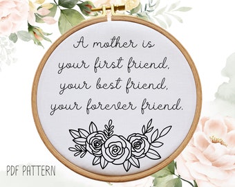PDF Pattern, Flower Hand Embroidery, Rose Design, Mother's Day