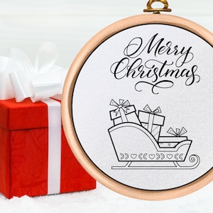 Christmas Sleigh Hand Embroidery Pattern: Easy DIY Decor (PDF Pattern)