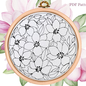 Floral Hand Embroidery Pattern: Flower Design (PDF Pattern)