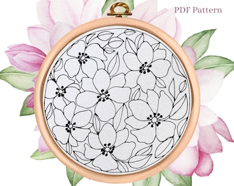 Floral Hand Embroidery Pattern: Flower Design (PDF Pattern)