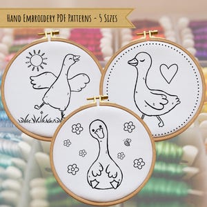 Goose Embroidery Designs - PDF Patterns in 5 Sizes - Digital Download