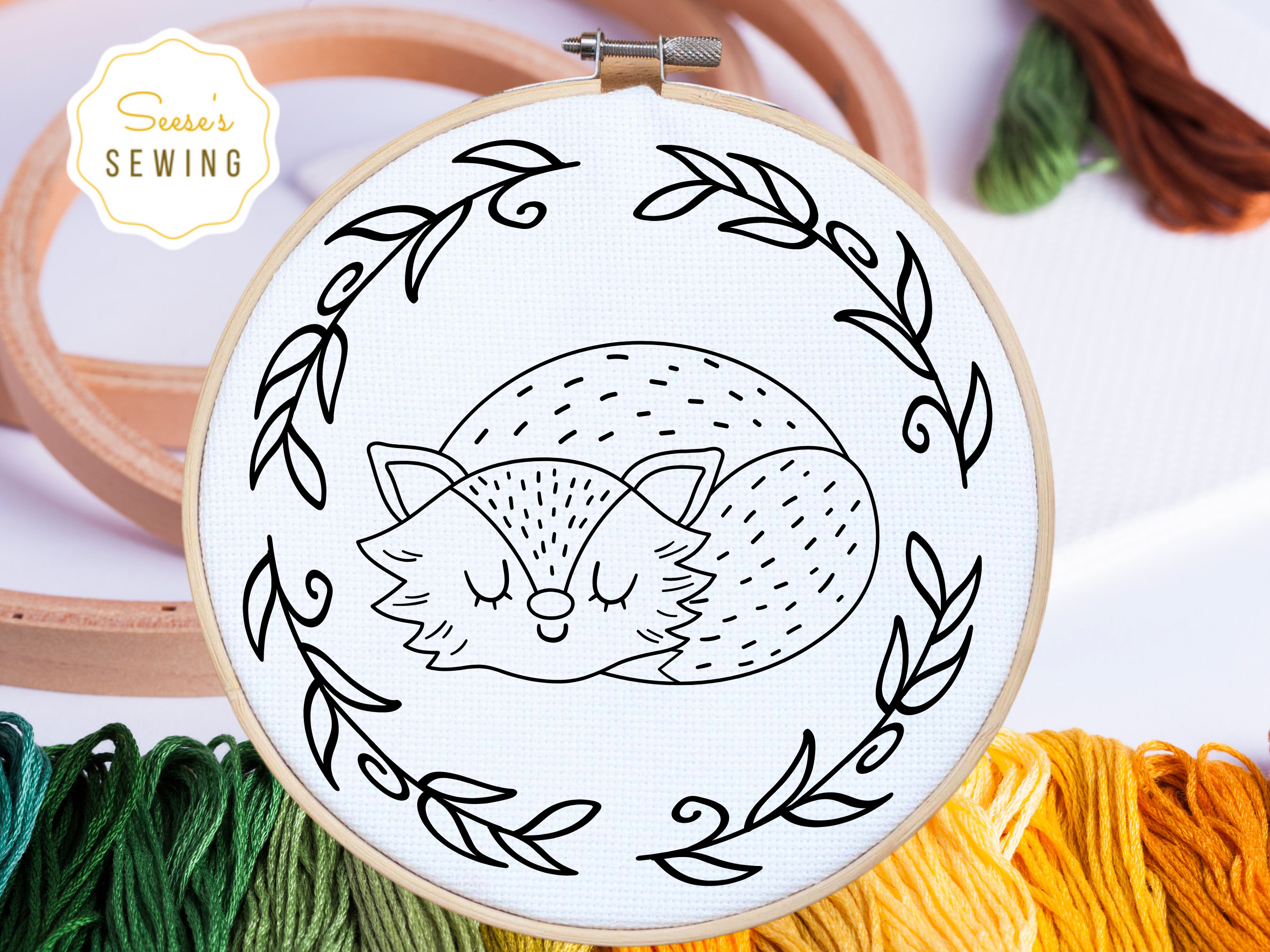 Fox Hand Embroidery Template, PDF Pattern, Digital Download, Fox With ...
