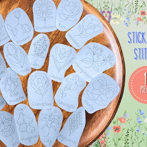 Floral Stick and Stitch Hand Embroidery Pattern Pack (Set of 19)