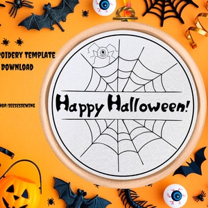 PDF Pattern - Halloween Hand Embroidery - Spiderweb Design - Digital Download