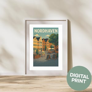 Nordhaven Sims 4 Print: Charming Town Wall Art (Digital Download A4 PDF)