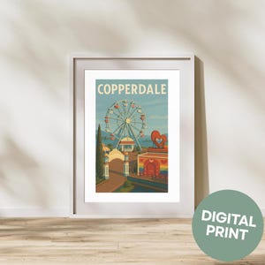 Copperdale Digital Print: Sims 4 Inspired Nostalgic Wall Art (PDF A4 Download