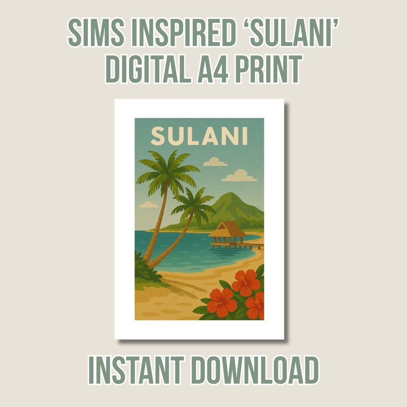Sulani Digital Print | AI Sims 4 Inspired Island Art | Tropical Sims ...