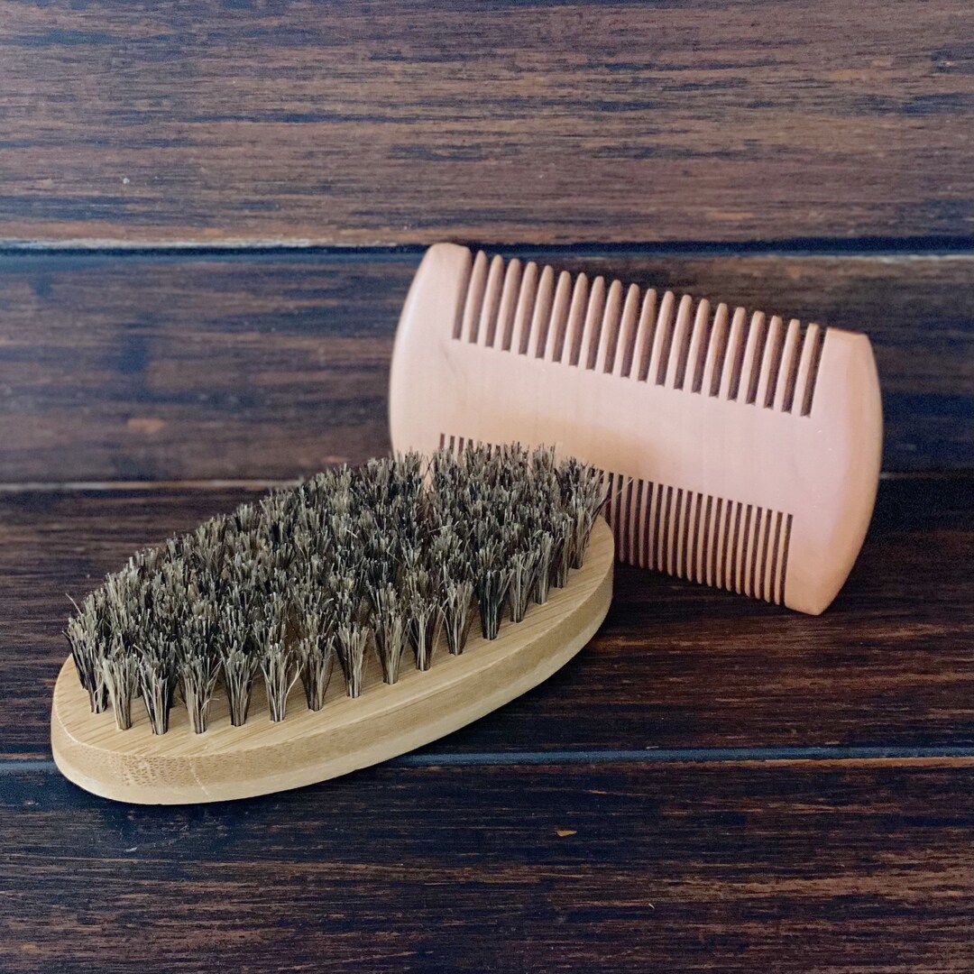 Wood Beard Comb & Brush Kit Beard Care Men's Grooming Etsy