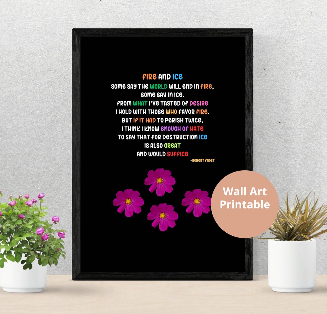 Fire and Ice | Robert Frost | Poem Print | Wall Art | Instant Download ...