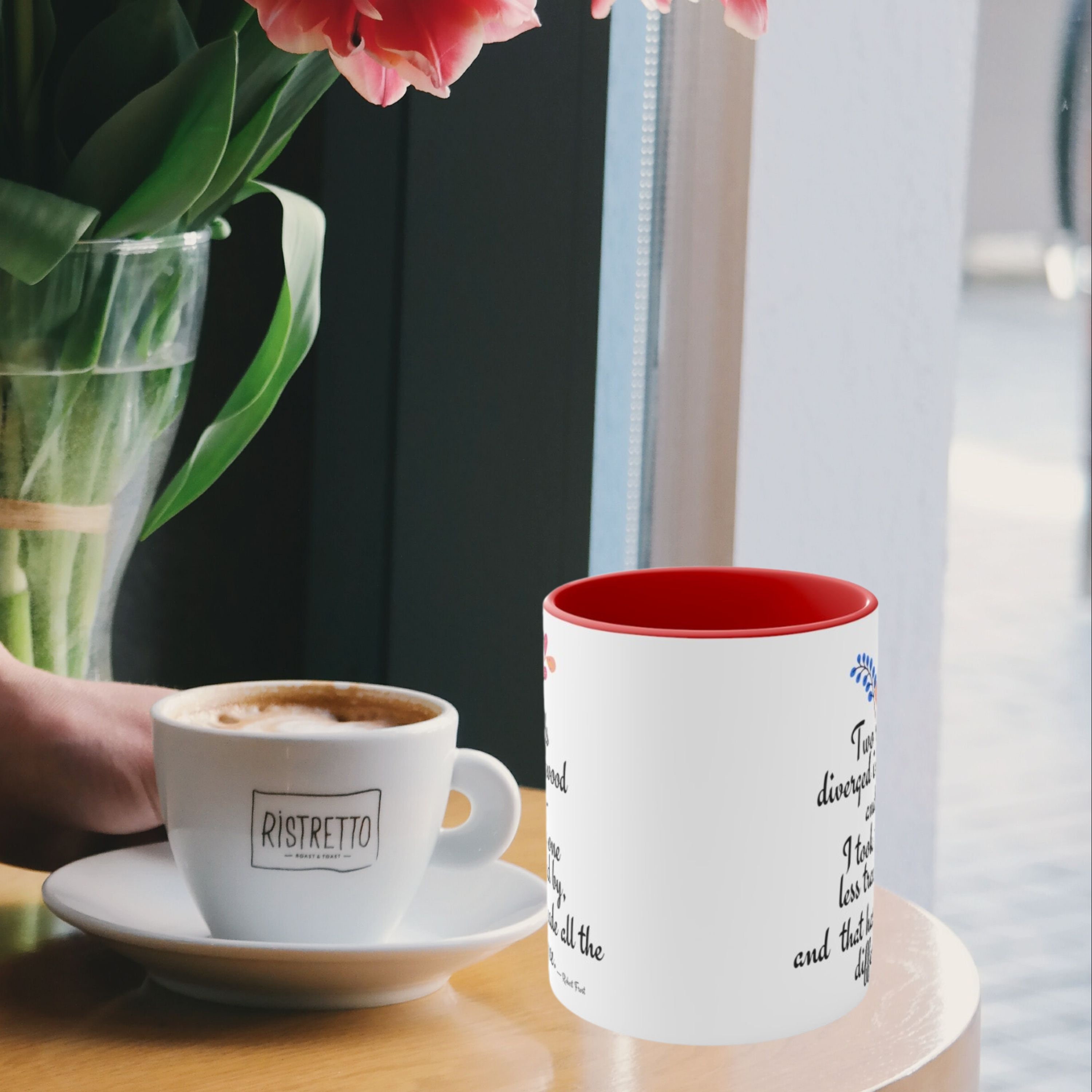 Coffee Mug With Robert Frost's Poem, Two Roads Diverged in a Wood, and ...