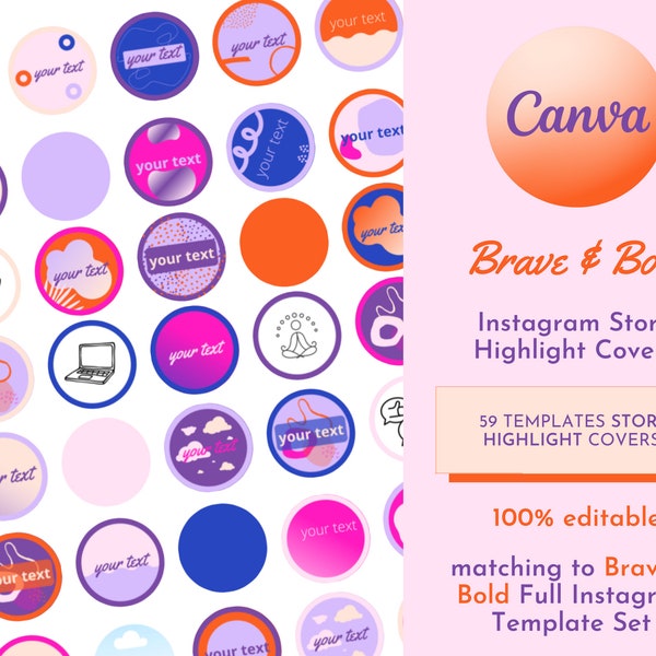 59 colorful Instagram Highlight Cover - Canva Story Highlight Cover Templates - Kreative Highlight Vorlagen - Canva Templates
