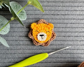 Lion Crochet Appliqué Pattern: Safari Animal (PDF Download)
