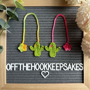 Cactus and Flower Crochet Umbilical Cord Tie - Keepsake  - Unisex baby shower gift - New baby - Eco friendly - Birth announcement