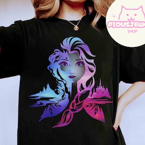 Disney Frost 2 Elsa tvåfärgad gradientporträttskjorta, Elsa prinsessa komfortfärger t-shirt, present till henne, Arendelle kingdom, WDW Girl Trip-present bild 1