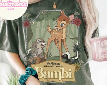 Walt Disney Classiques Bambi Floral Comfort Colors Shirt, Thumper Rabbit Family Matching T-shirt, Magic Kingdom T-shirt, WDW Disneyland Family Trip