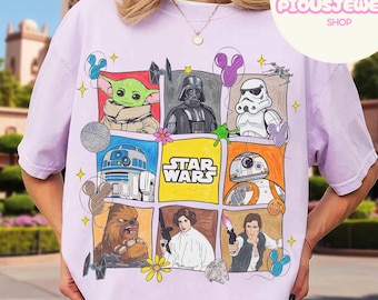 Retro Disney Star Wars Characters shirt, Darth Vader Leia Characters Tee, Mickey Balloon Tee, Star Wars Day, Galaxy Edge's Hollywood Studios