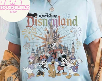 Walt Disney Disneyland Mickey & Friends comfort kleuren shirt, magisch kasteel T-shirt, bijpassende Disney-familieshirt, WDW familievakantie-uitje T-shirt