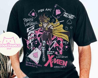 Retro grafisch T-shirt Marvel X-Men Gambit, Disney Supper Heroes-T-shirt, Marvel Comics Book, MCU Fan Gifts, WDW Family Matching Trip-outfits