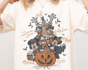 Retro Disney Micky und Freunde Halloween Shirt, Mickey's nicht so beängstigend Halloween Party T-Shirt, Halloween Familie passende Reise 2026 Shirt