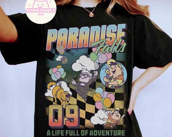 Retro Paradise Falls A Life Full of Adventure Up Movie T-shirt, Disney Carl Fredricksen Russell Family Matching Tee, Disney Pixar Fest