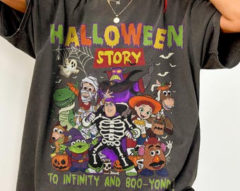 Retro Disney Pixar Toy Story Halloween-Shirt, Toy Story Gruppe Halloween-Shirt, Buzz Woody Jessie Rex 1995 T-Shirt, BTW Familienausflug 2026 Shirts