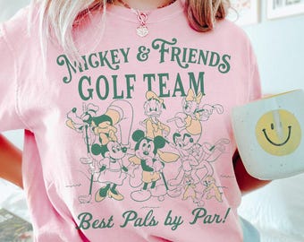 Retro Mickey & Friends Golf Team Comfort Colors Shirt, Best Pals by Par, Disney Sports Tee, Dad Golfing Club, Dad Birthday Gift, Men's Golf