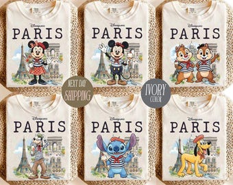 Vintage Disney All Characters Disneyland Paris Comfort Colors Shirt, Mickey and Friends Paris Tee, Chip N Dale Stitch Disneyland, WDW Trip