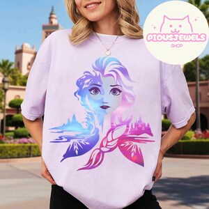Disney Frost 2 Elsa tvåfärgad gradientporträttskjorta, Elsa prinsessa komfortfärger t-shirt, present till henne, Arendelle kingdom, WDW Girl Trip-present bild 5