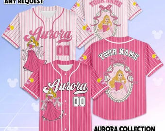 Personalized Aurora Princess Coquette Baseball Jersey, Custom Sleeping Beauty‘s Aurora Jersey Shirt, Disney Baseball Team Outfit
